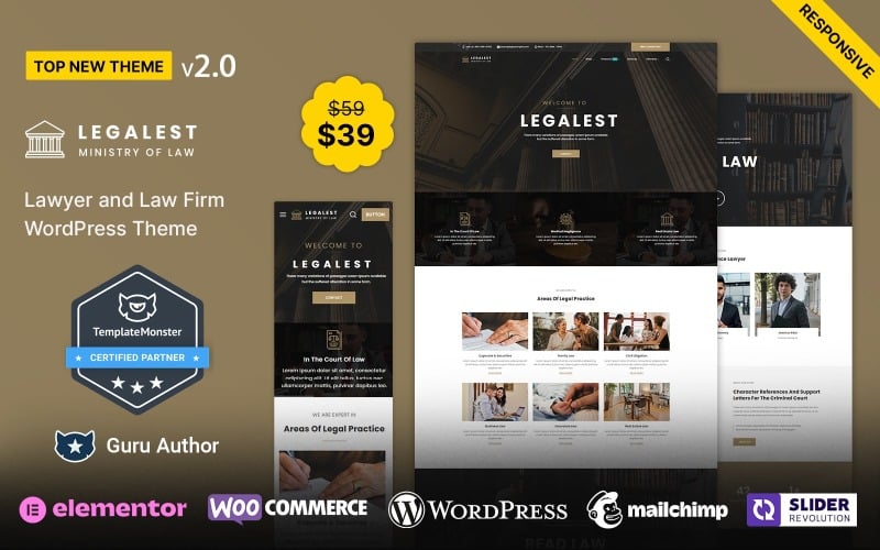 Legalest - Thème WordPress pour avocat et cabinet d'avocats