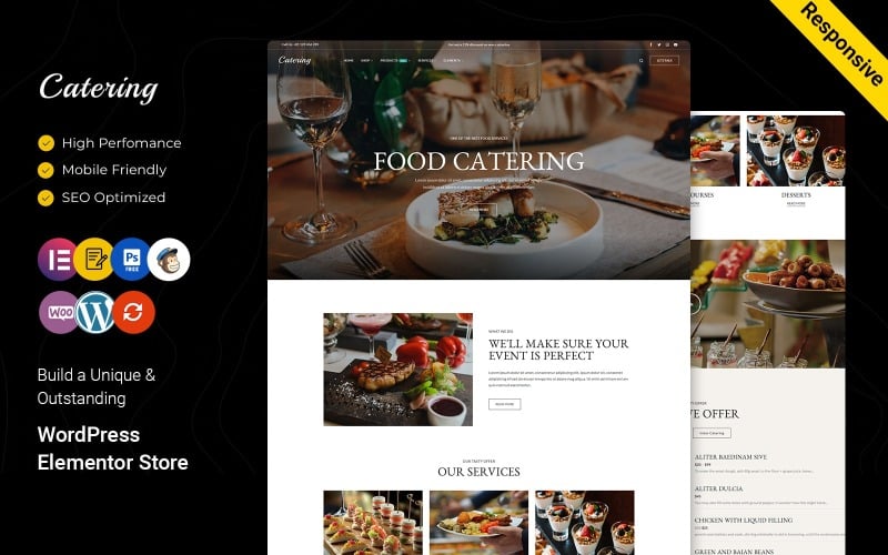 Catering – Esküvőszervező, Személyes Szakács, Vendéglátó Vállalat WordPress Theme + Elementor