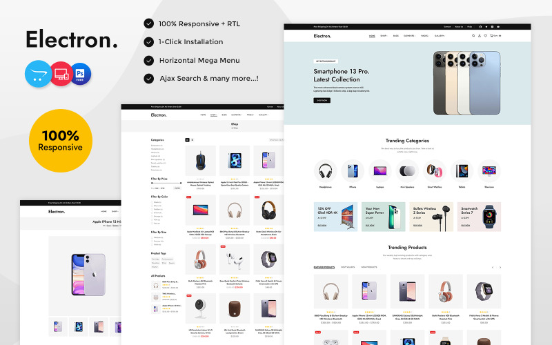 Electron - Elektronica en computers Multifunctioneel OpenCart Responsive Theme