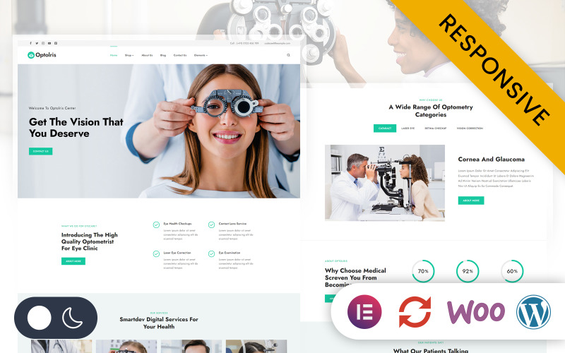 Optolris - Eye Care Optometrist Elementor WordPress reszponzív téma