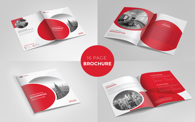 Företagsprofil Broschyrmall Flersidig broschyrdesign Premium