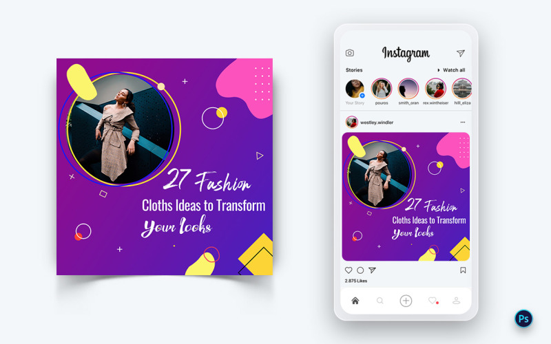 Promocja sprzedaży mody Social Media Post Design Template-35