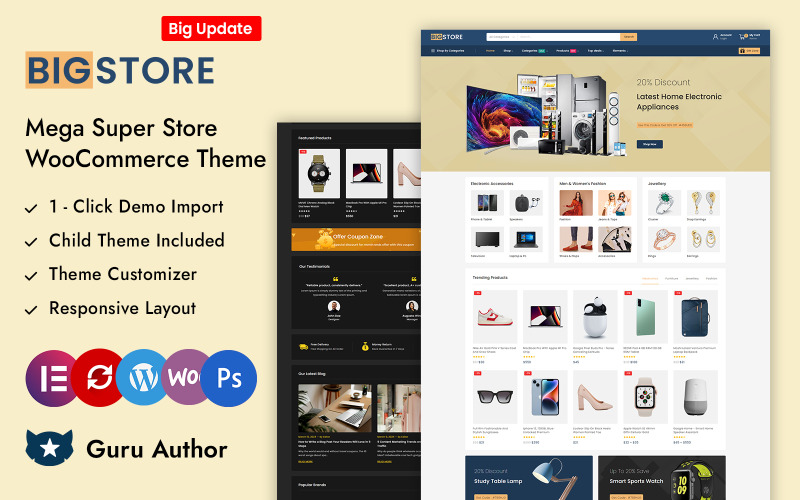 BigStore - Mega Süper Mağaza Elementor WooCommerce Duyarlı Teması