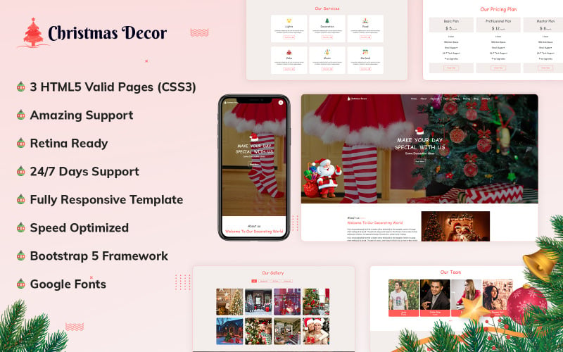 圣诞装饰HTML网站模板