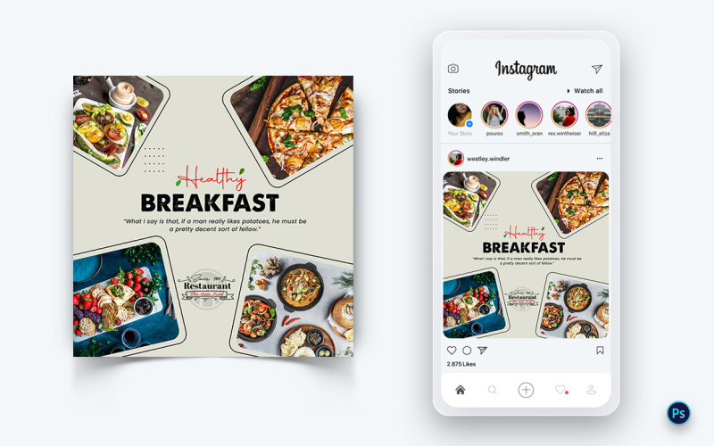 食品和餐厅社交媒体帖子设计模板-75
