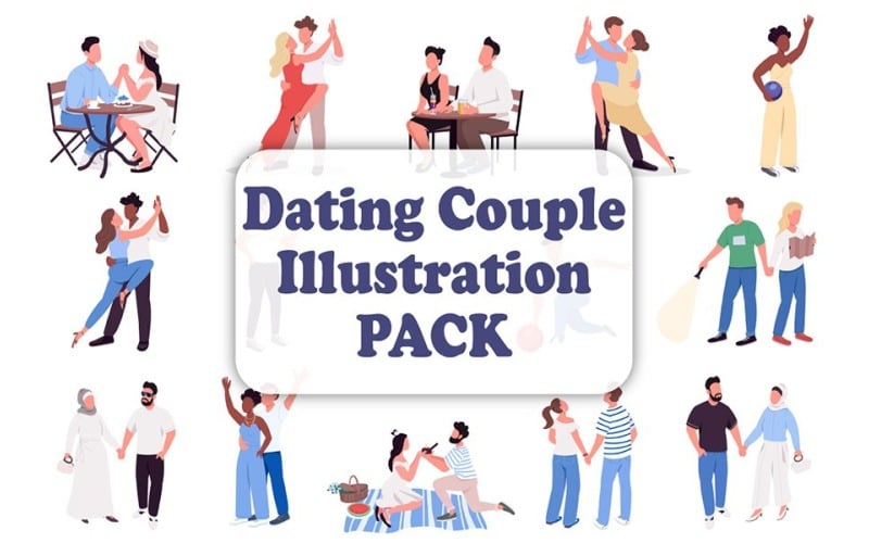 Ensemble d'illustrations de couples de rencontres