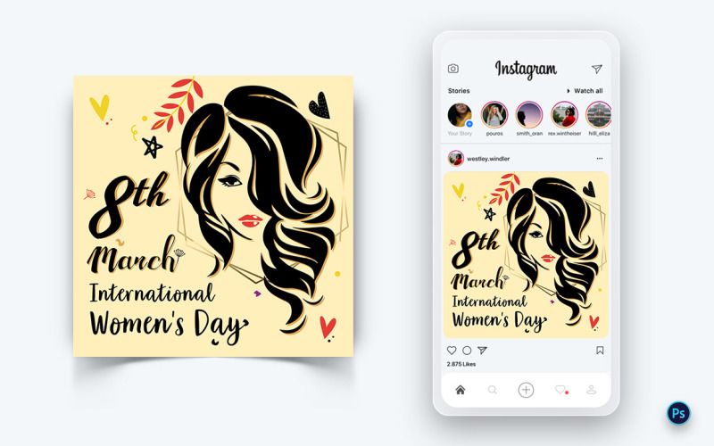 国际妇女节社交媒体帖子设计模板-05