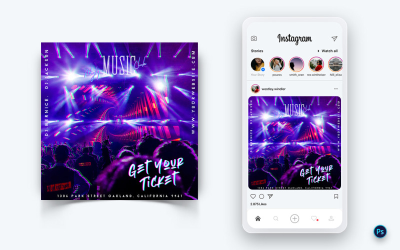 Modello di progettazione post sui social media per feste notturne musicali-08