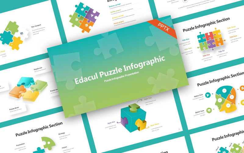 Edacul Puzzle Infographic PowerPoint-mall