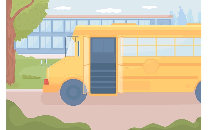 Иллюстрация желтого школьного автобуса