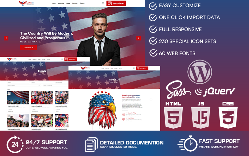 Minister - Politischer Kandidat WordPress Theme