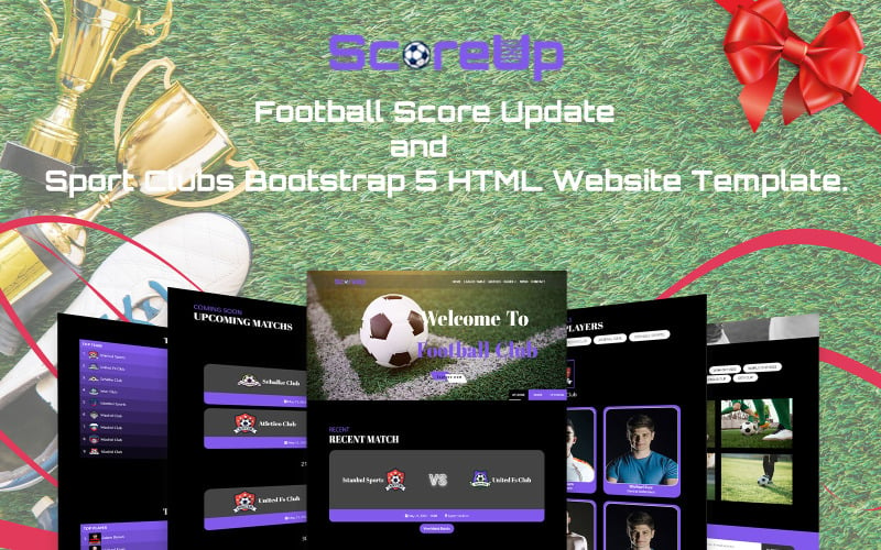 Scoreup -足球比分更新和体育俱乐部引导5 HTML网站模板