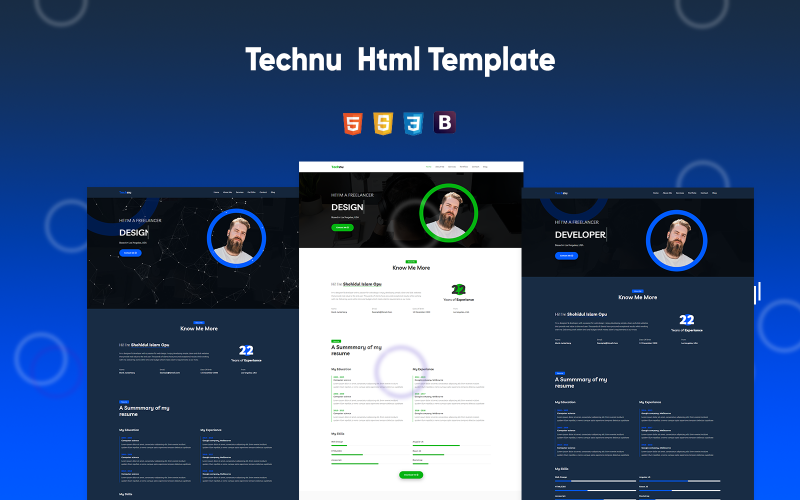 Technu -个人简历/简历/作品集登陆页模板