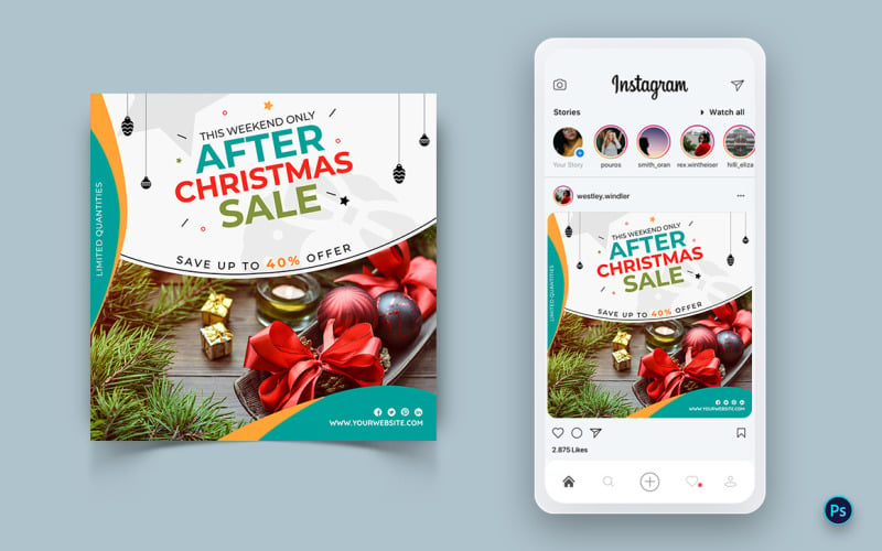 圣诞节优惠销售庆祝社交媒体Instagram Post Design-04