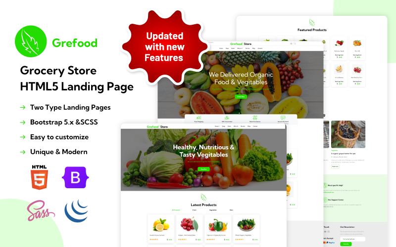 Grefood - Tienda de comestibles HTML5 Landing Page