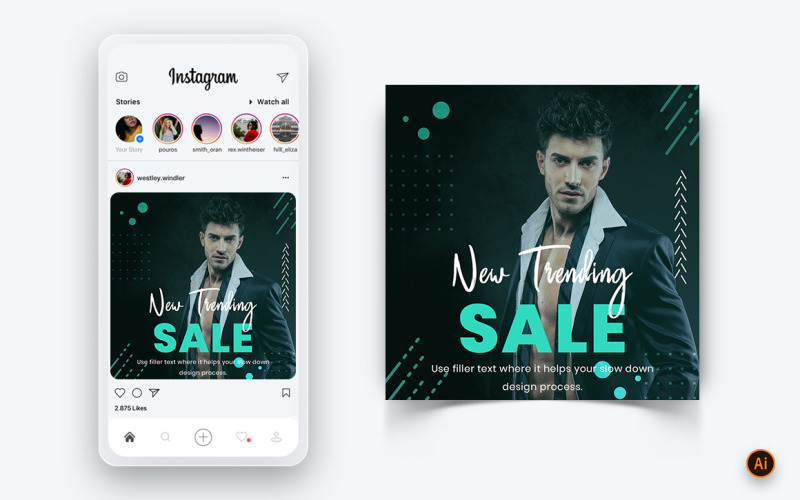 Fashion Sales Womens and Mens Fashion Social Media Post Design Template-45