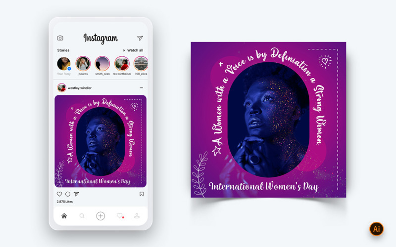 国际妇女节社交媒体Instagram帖子设计模板10