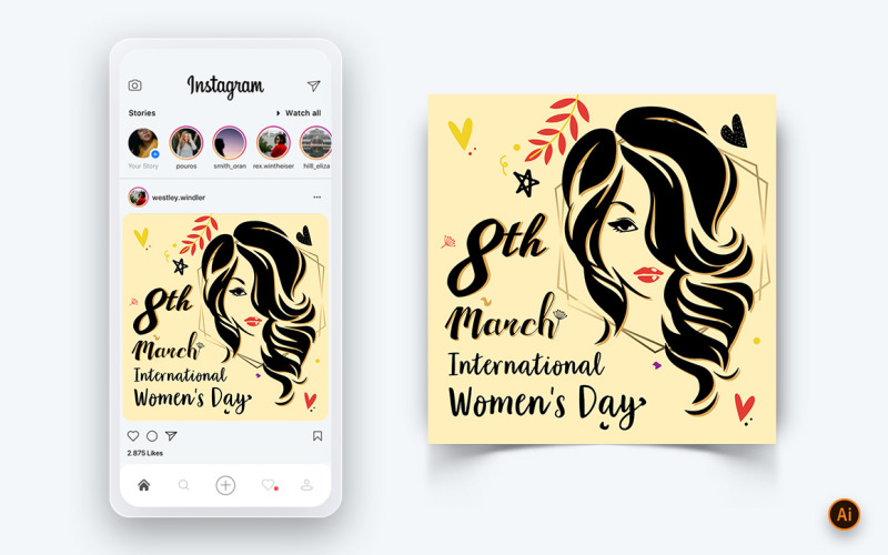 Internationale Vrouwendag Social Media Instagram Post ontwerpsjabloon-05