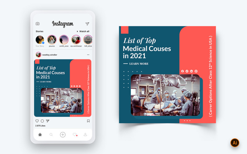 医疗和医院社交媒体Instagram帖子设计模板-01