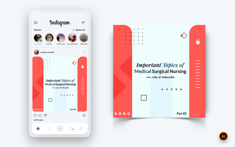 医疗和医院社交媒体Instagram帖子设计模板-06