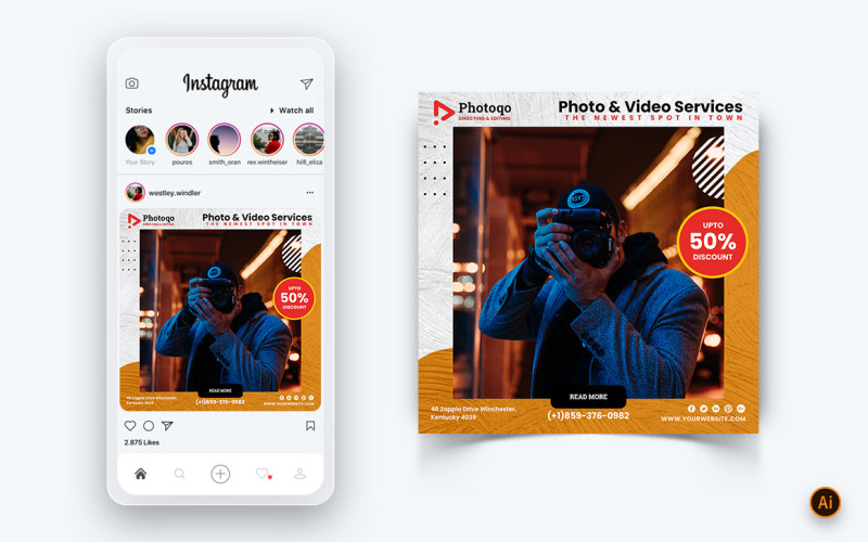 照片和视频服务社交媒体Instagram帖子设计模板-12