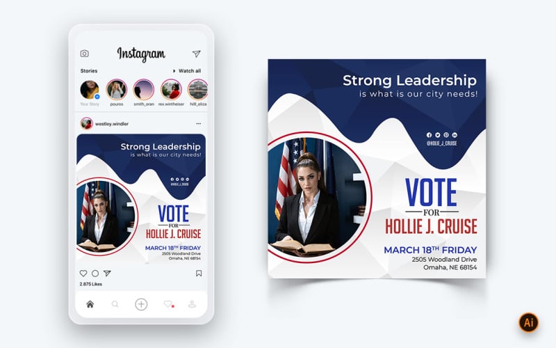 Campagna politica Social Media Instagram Post Design Template-14