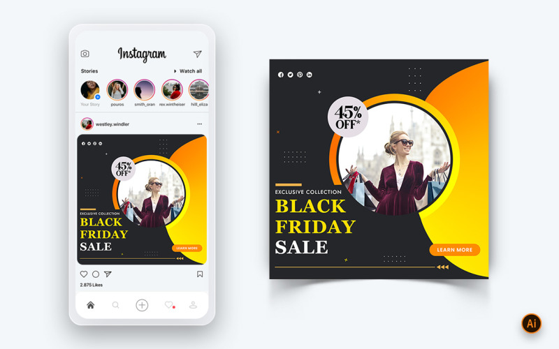 Fashion Sale Offer Social Media Instagram Post Design Template-13