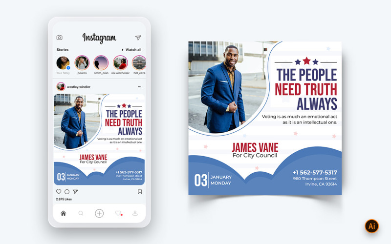 Political Campaign Social Media Instagram Post Design Template-07