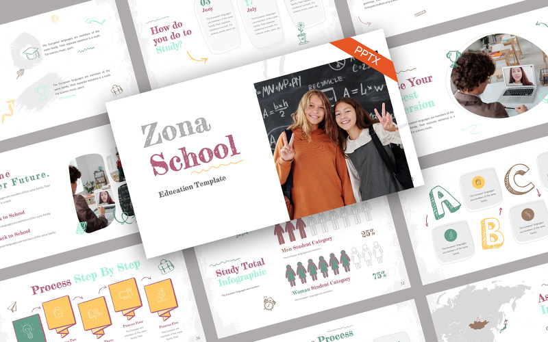 Zona School Onderwijs Sjablonen PowerPoint presentatie