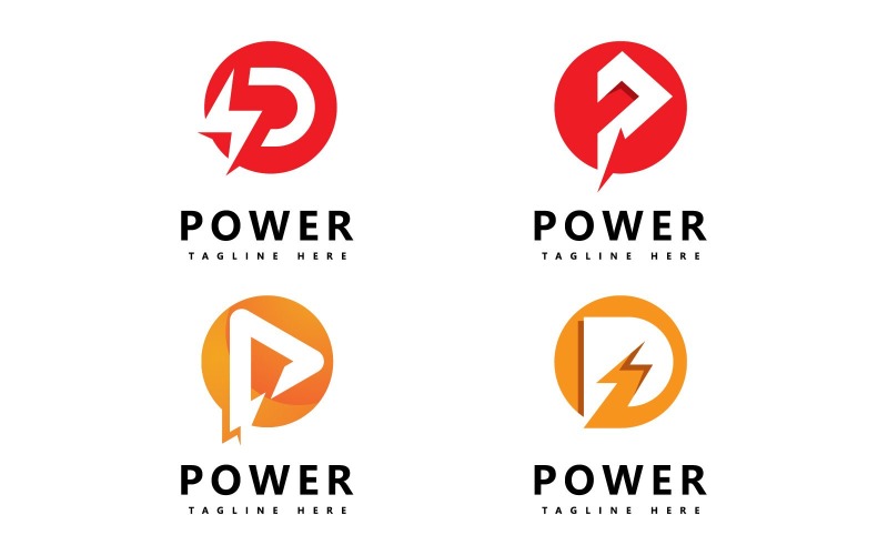 P Power Vector Logotyp Mall. P Bokstav med Power Sign V10