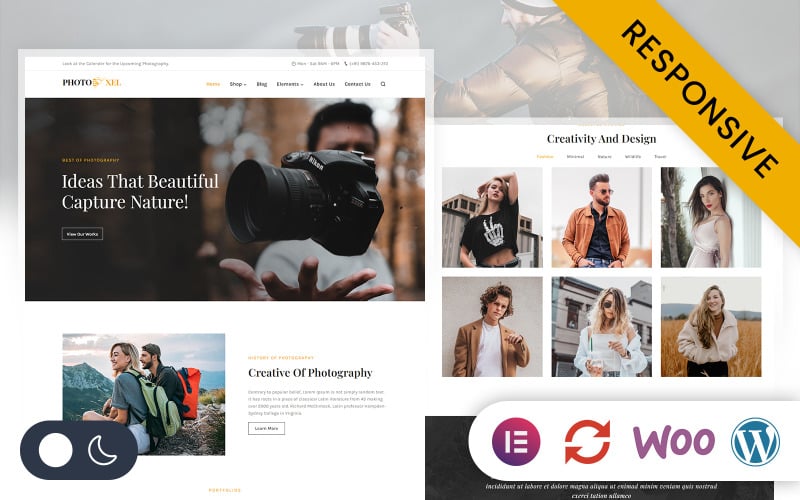 Photoxel - Portfolio personale del fotografo Elementor WordPress Responsive Theme