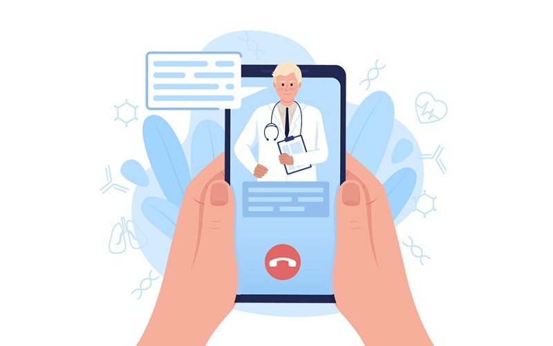 Telemedicine service via smartphone illustration