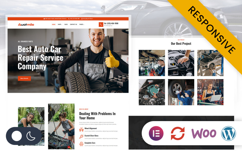 Automile - Autoreparatie, Autodiensten Elementor WordPress Responsief Thema