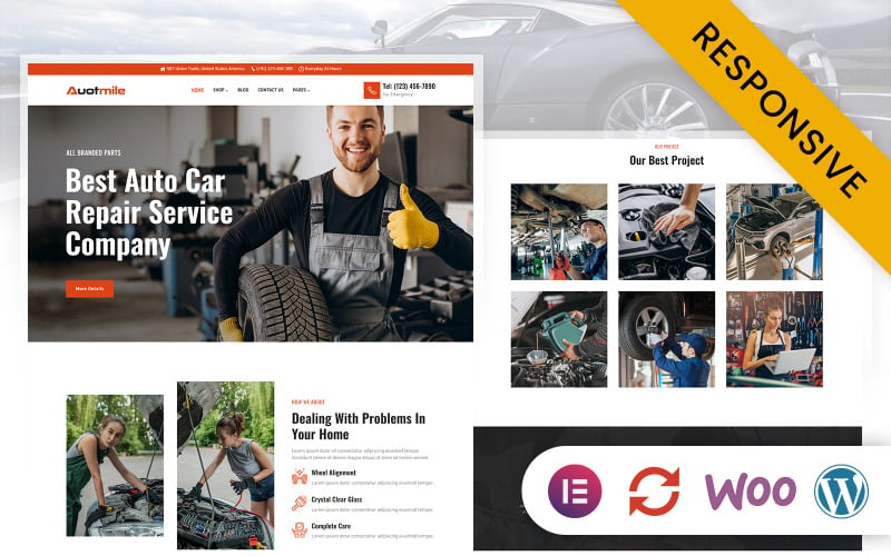 Automile - Autoreparatie, Autodiensten Elementor WordPress Responsief Thema