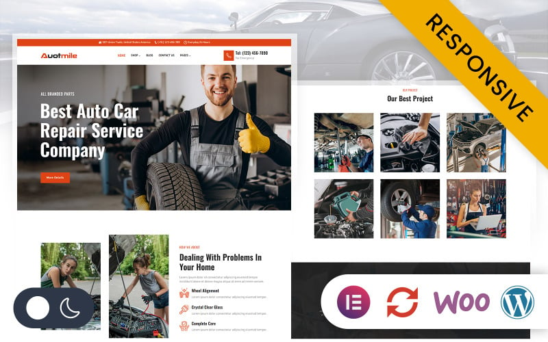 Automile - Riparazione auto, servizi auto Elementor WordPress Responsive Theme