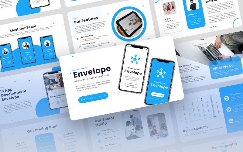 Envelop - Mobiele app & SAAS PowerPoint-sjabloon