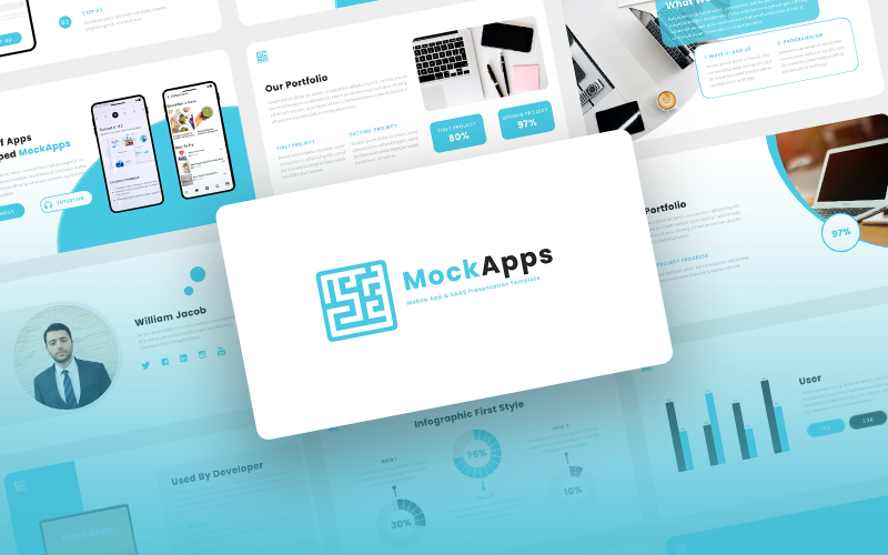 MockApps - Modèle PowerPoint pour application mobile et SAAS