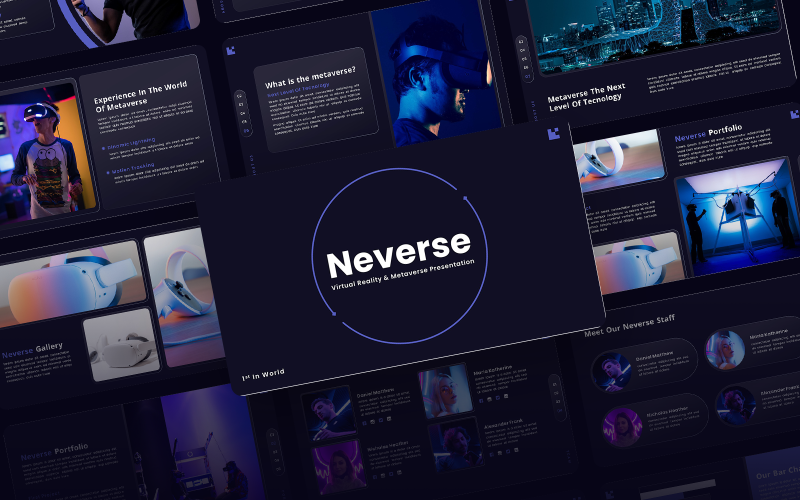 Neverse - Virtual Reality & Metaverse Sjablonen PowerPoint presentatie