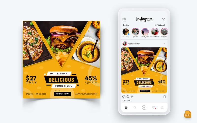 Еда и ресторан Предложения Скидки Сервис Социальные сети Instagram Post Design-38
