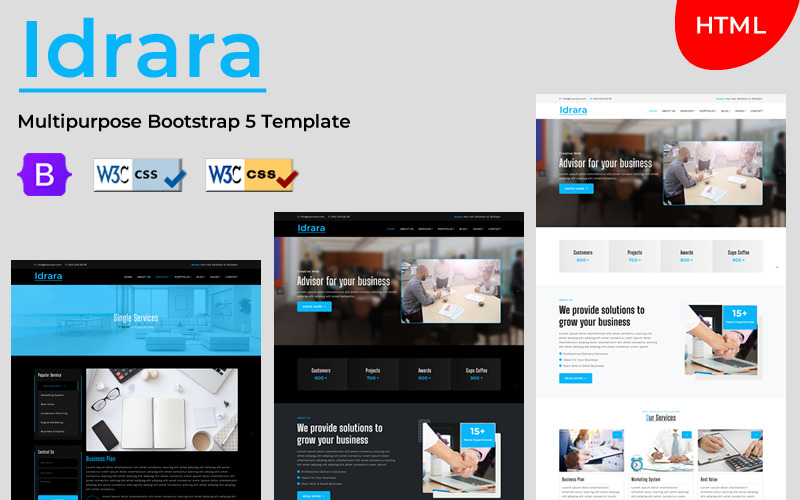 Idrara - uniwersalny szablon biznesowy Bootstrap 5 HTML