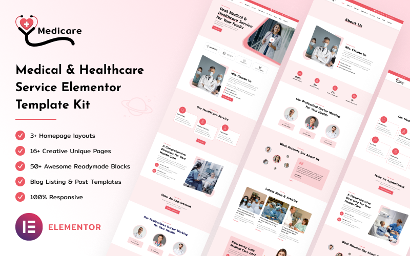 Medicare - 医疗 and Healthcare Service Elementor Template Kit