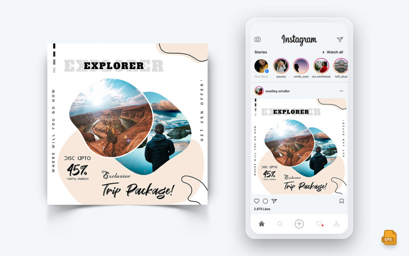 旅游探索者和旅游社交媒体Instagram Post Design-12