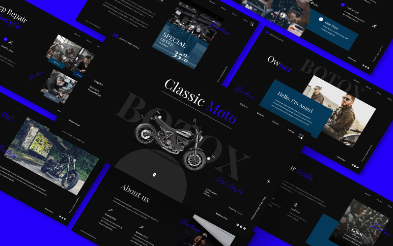 Modello di presentazione PowerPoint per motociclette classiche Botox