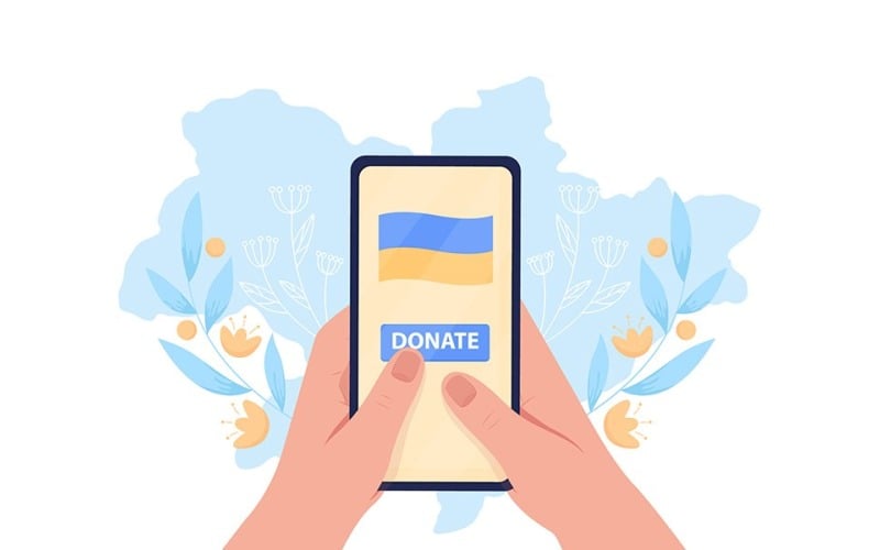 Donate online for Ukraine vector isolated illustration