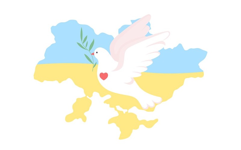 Illustrazione isolata del vettore della colomba della pace e dell'Ucraina