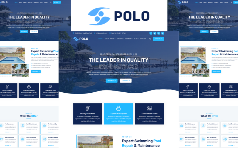 Polo - Техническое обслуживание и услуги плавательного бассейна Шаблон HTML5