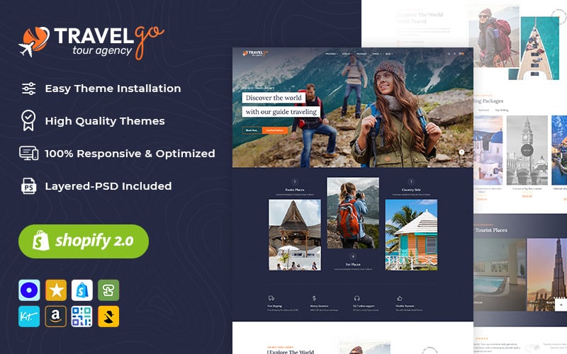 TravelGo - Un thème d'agence de voyages et de visites modernes Shopify OS2.0