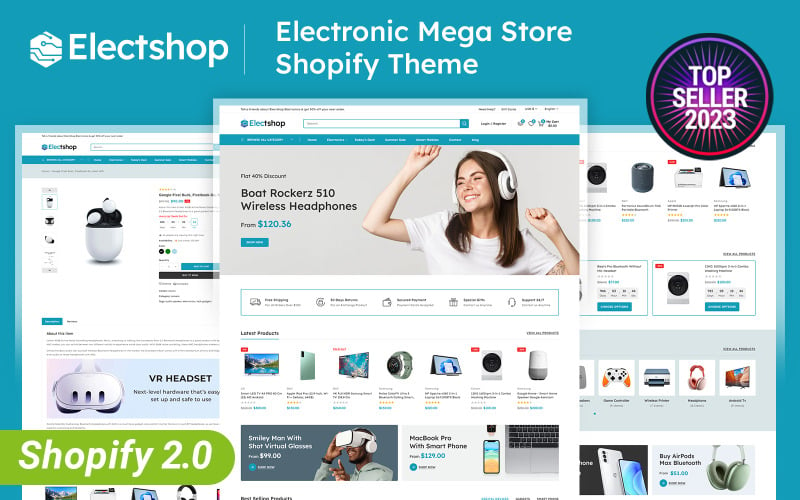 Electshop - Boutique numérique d'électronique Shopify 2.0 Thème réactif