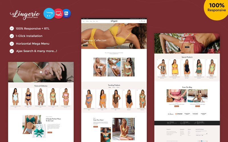 Lencería - Tienda de lencería, ropa de mujer, fajas, trajes de baño y bikinis Tema Opencart