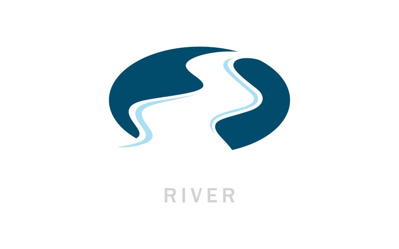 蜿蜒的道路河溪标志设计矢量插图V2